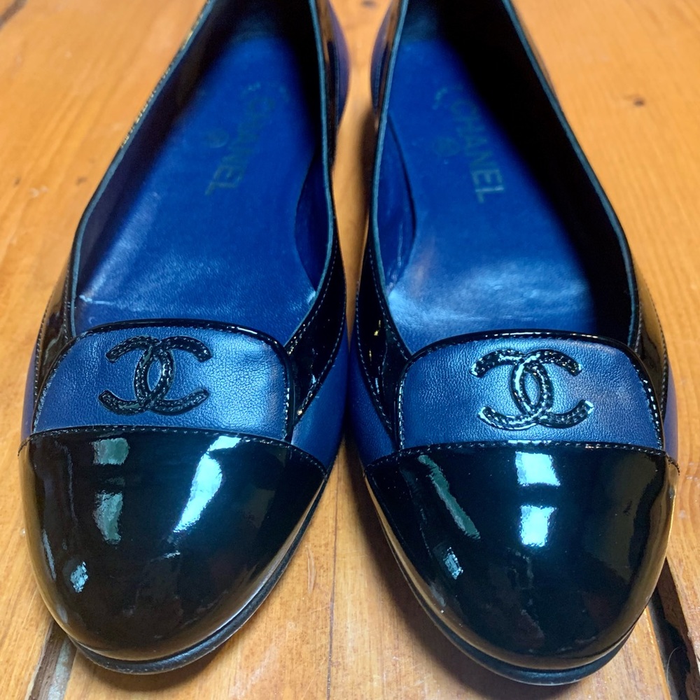 Chanel Flats Navy Blue Size 37